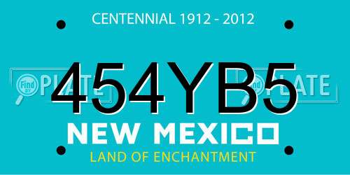 454YB5 New Mexico License Plate