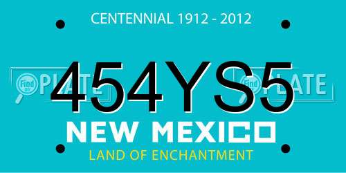 454YS5 New Mexico License Plate