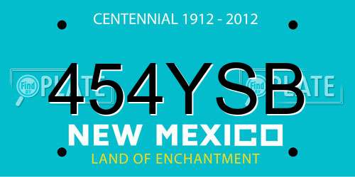 454YSB New Mexico License Plate