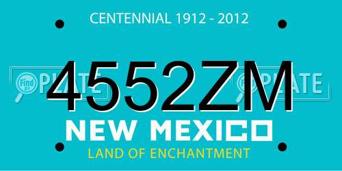 4552ZM New Mexico License Plate