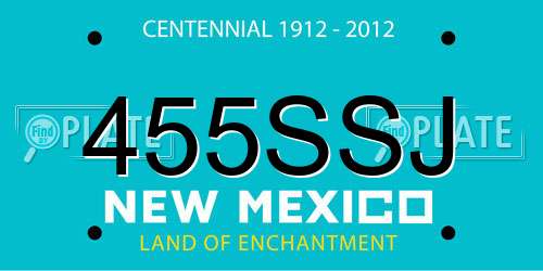 455SSJ New Mexico License Plate