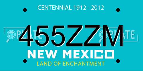 455ZZM New Mexico License Plate