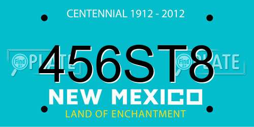 456ST8 New Mexico License Plate