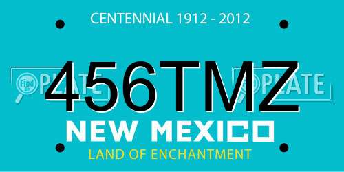 456TMZ New Mexico License Plate