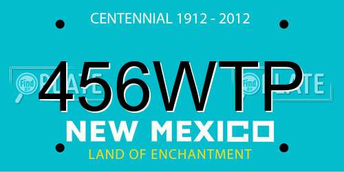456WTP New Mexico License Plate