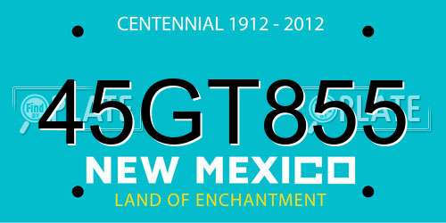 45GT855 New Mexico License Plate