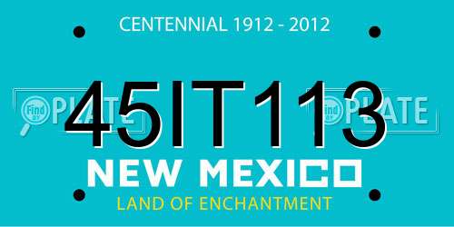 45IT113 New Mexico License Plate