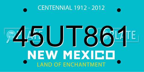 45UT861 New Mexico License Plate