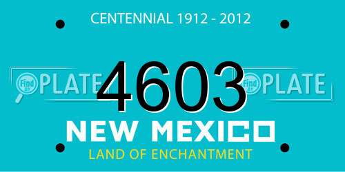 4603 New Mexico License Plate