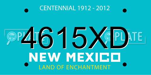 4615XD New Mexico License Plate