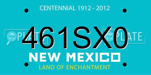 461SX0 New Mexico License Plate
