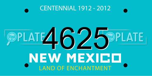 4625 New Mexico License Plate