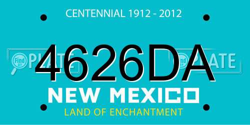 4626DA New Mexico License Plate