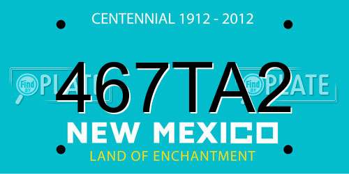 467TA2 New Mexico License Plate
