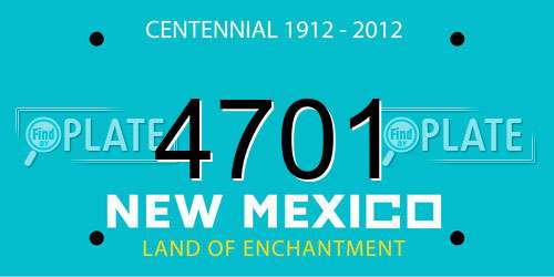 4701 New Mexico License Plate