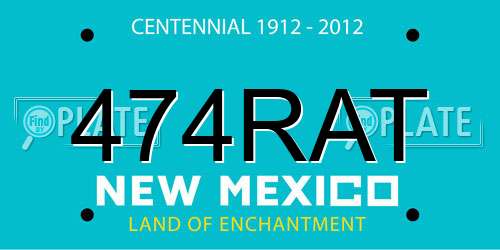 474RAT New Mexico License Plate