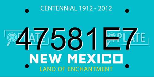 47581E7 New Mexico License Plate