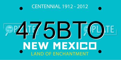 475BTO New Mexico License Plate