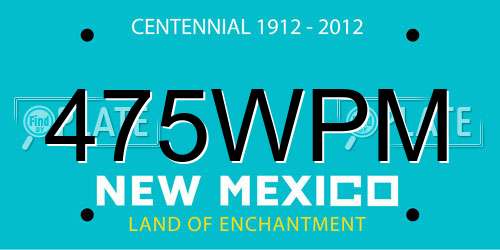 475WPM New Mexico License Plate