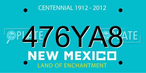 476YA8 New Mexico License Plate