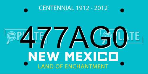 477AG0 New Mexico License Plate