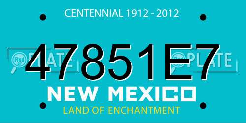 47851E7 New Mexico License Plate
