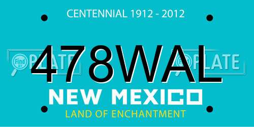 478WAL New Mexico License Plate