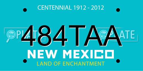 484TAA New Mexico License Plate