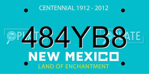 484YB8 New Mexico License Plate