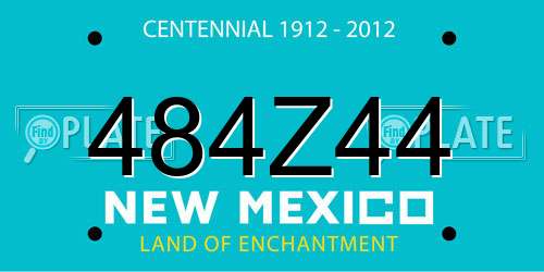 484Z44 New Mexico License Plate