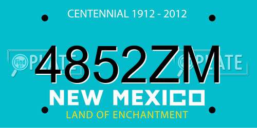 4852ZM New Mexico License Plate