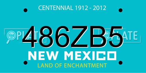 486ZB5 New Mexico License Plate