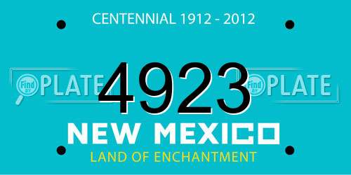 4923 New Mexico License Plate