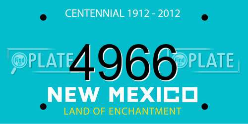 4966 New Mexico License Plate