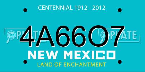 4A66O7 New Mexico License Plate