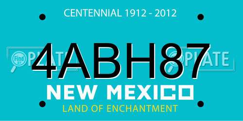4ABH87 New Mexico License Plate