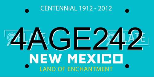 4AGE242 New Mexico License Plate
