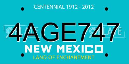 4AGE747 New Mexico License Plate