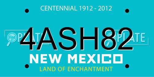 4ASH82 New Mexico License Plate