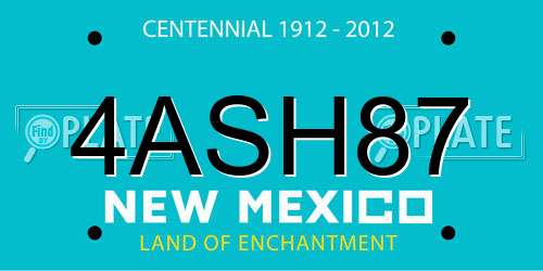 4ASH87 New Mexico License Plate