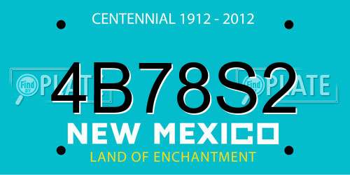 4B78S2 New Mexico License Plate