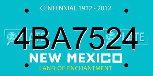 4BA7524 New Mexico License Plate