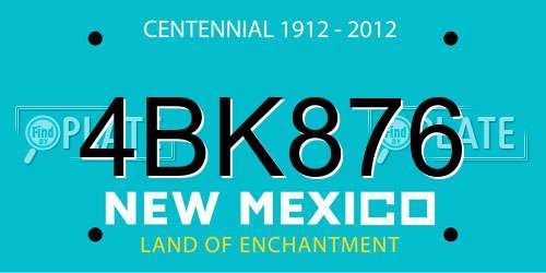 4BK876 New Mexico License Plate