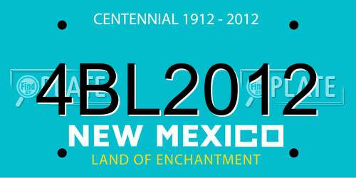 4BL2012 New Mexico License Plate