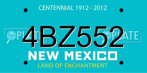 4BZ552 New Mexico License Plate