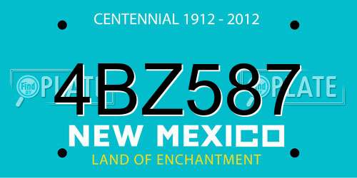4BZ587 New Mexico License Plate