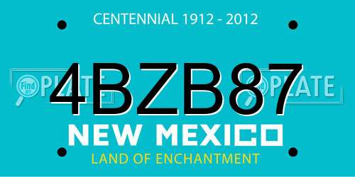 4BZB87 New Mexico License Plate