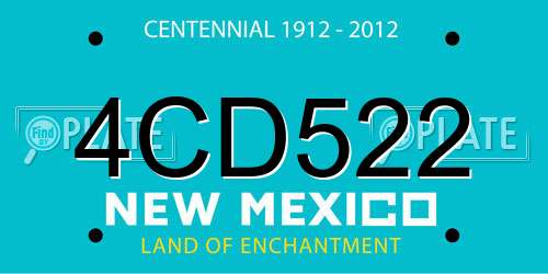 4CD522 New Mexico License Plate