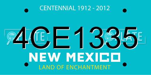 4CE1335 New Mexico License Plate