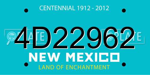 4D22962 New Mexico License Plate